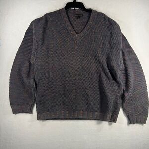 REUNION MENSWEAR Multicolor Speckled V-Neck Knit Sweater Large Made in USA